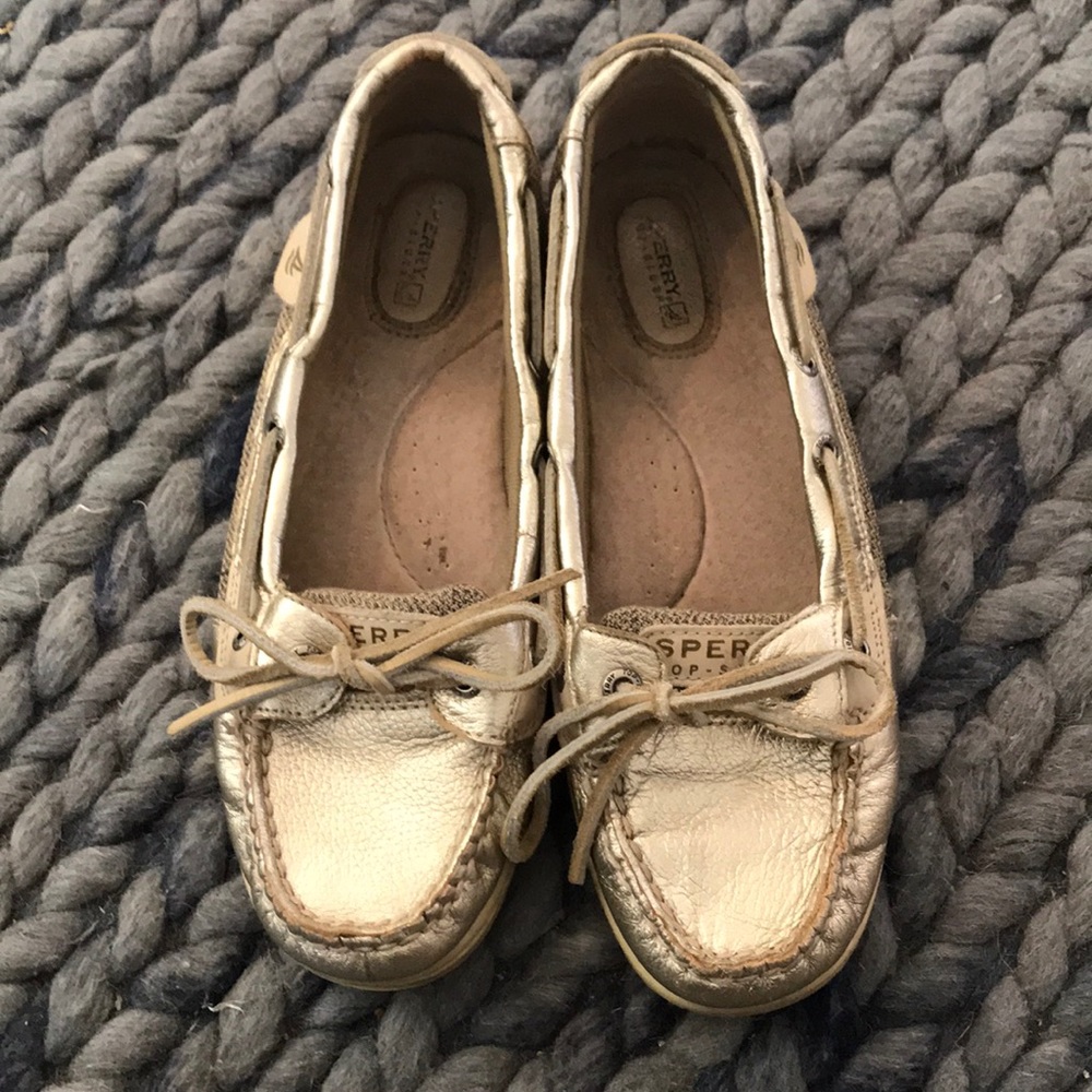 SPERRY Top Sider- gold, well worn , loved shoes